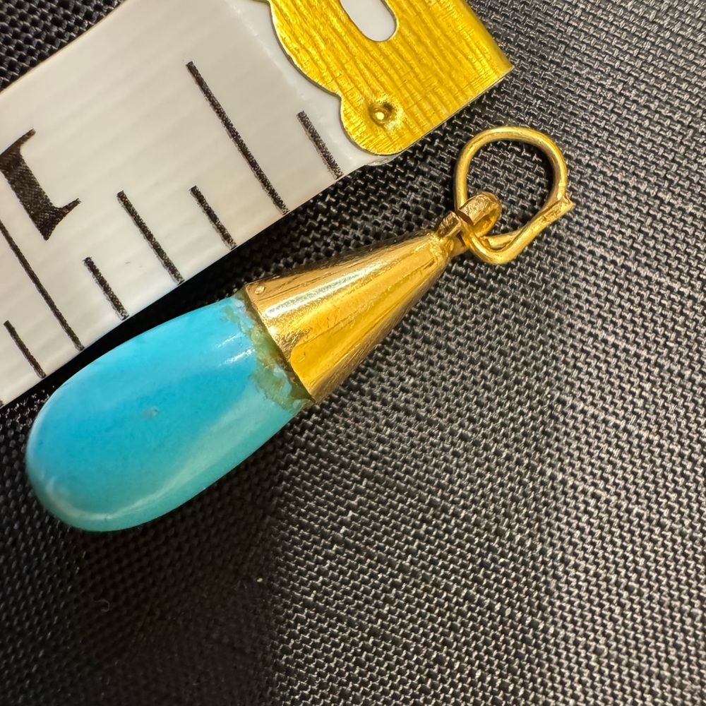 Gold and Blue Teardrop Pendant (no necklace)